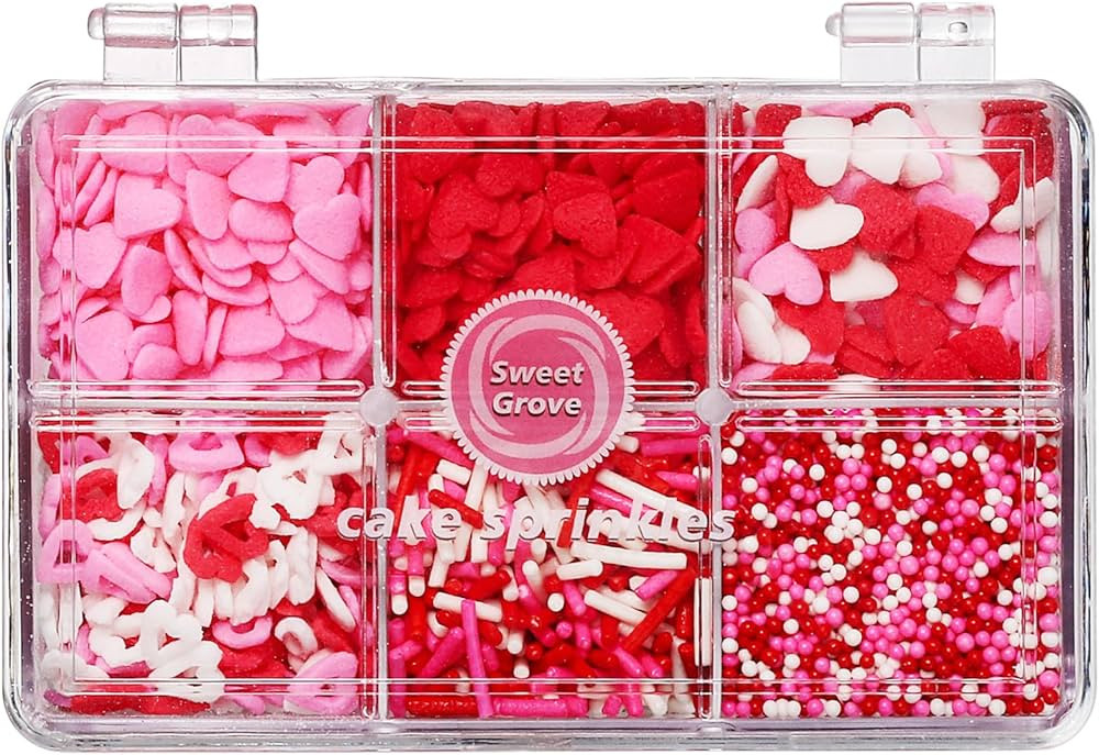 Valentines Sprinkles, 6 Mix Red Pink Heart Sprinkles, 6.53oz Sprinkles for Cake Decorating, Heart... | Amazon (US)