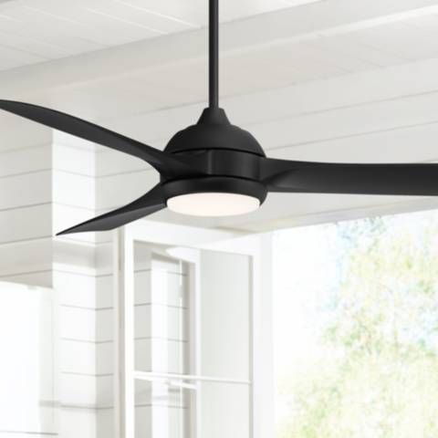 54" Casa Vieja Expedite Matte Black LED Damp Ceiling Fan with Remote - #92Y08 | Lamps Plus | Lamps Plus