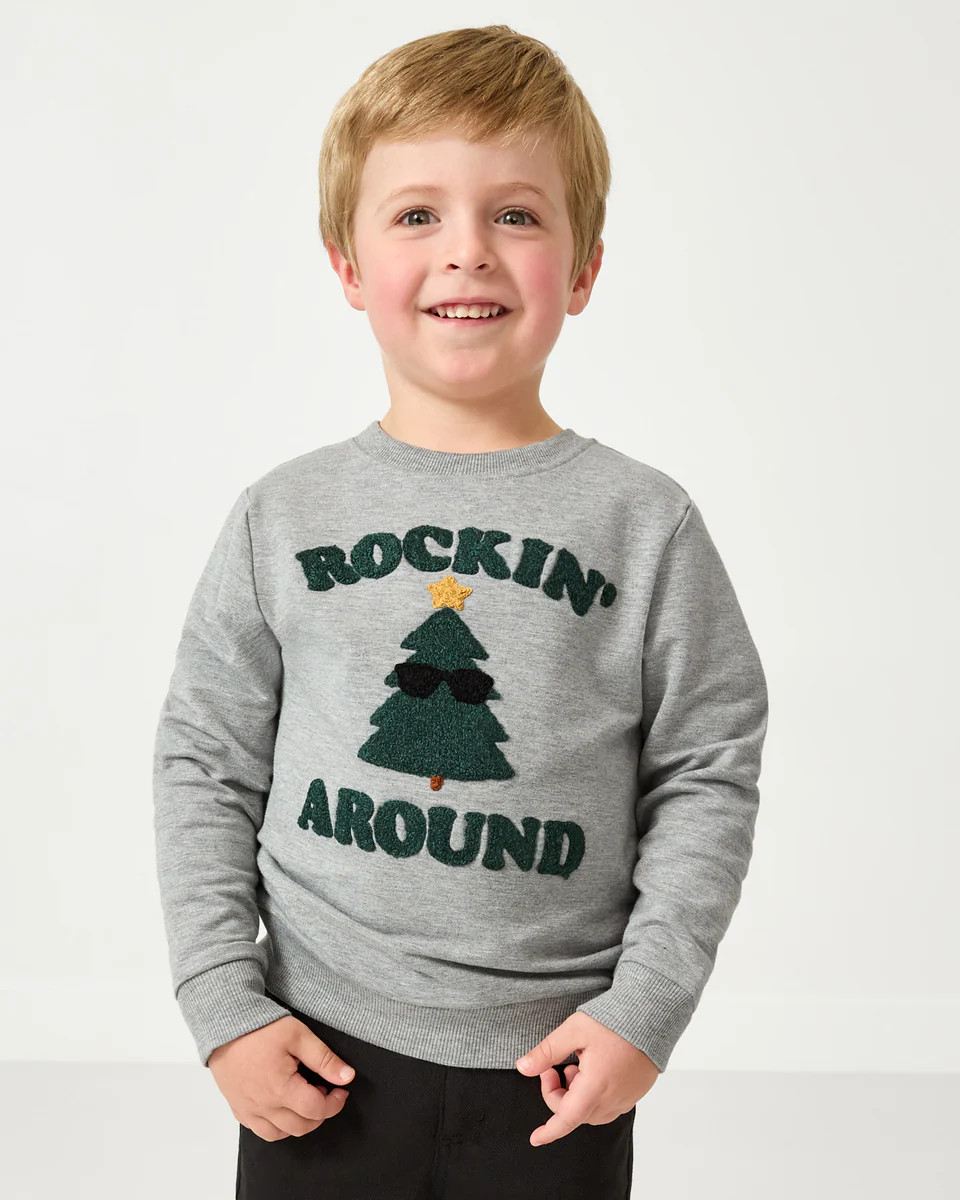 Rockin' Around Crewneck Sweatshirt | Little Sleepies