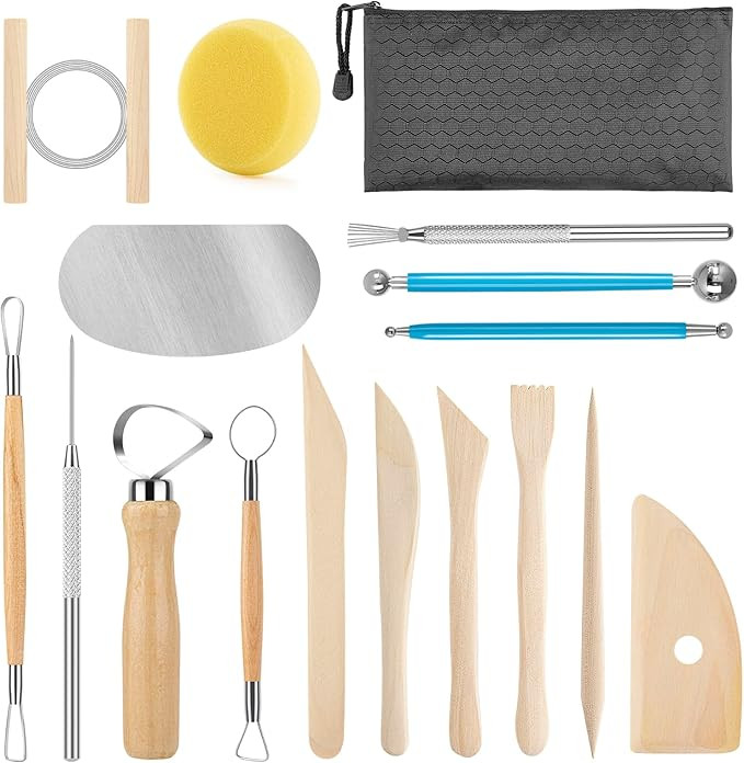 Pottery Tool Kit, 17pcs Polymer Clay Tools, Modeling Clay Sculpting Tools Kit, Ceramics Tools, Tr... | Amazon (US)