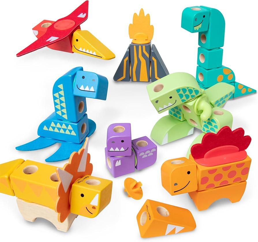 Melissa & Doug Blockables™ Dinosaur Snap and Play, Mix and Match Connectable Wooden Building Bl... | Amazon (US)