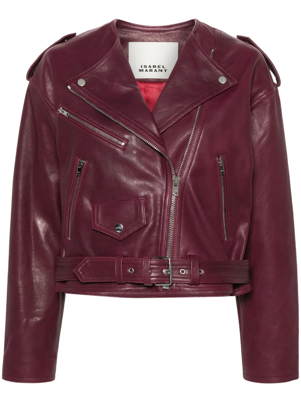ISABEL MARANT Leather Cropped Biker Jacket - Farfetch | Farfetch Global