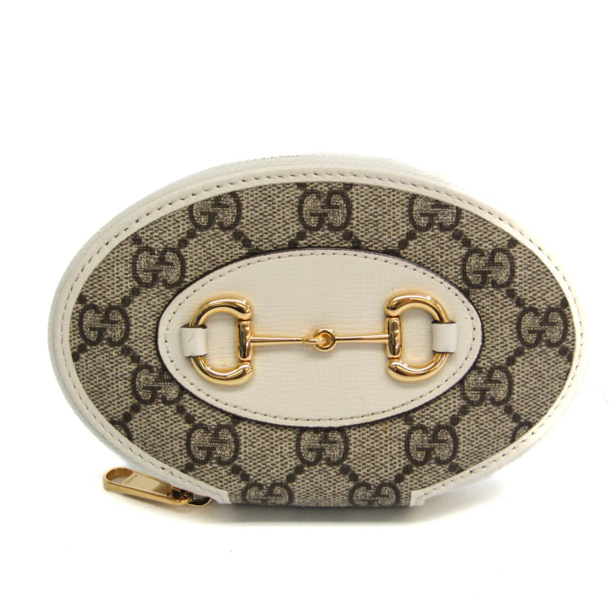 Pre-Owned Gucci Horsebit 1955 622040 Women's Leather,PVC Coin Purse/coin Case Beige,Brown,Off-whi... | Walmart (US)