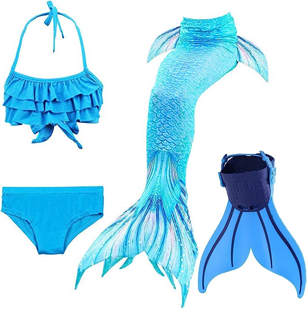 Mermaid Tails with Mono Fin Sparkle Mermaid Swimsuit for Kids Girls Boys | Amazon (US)