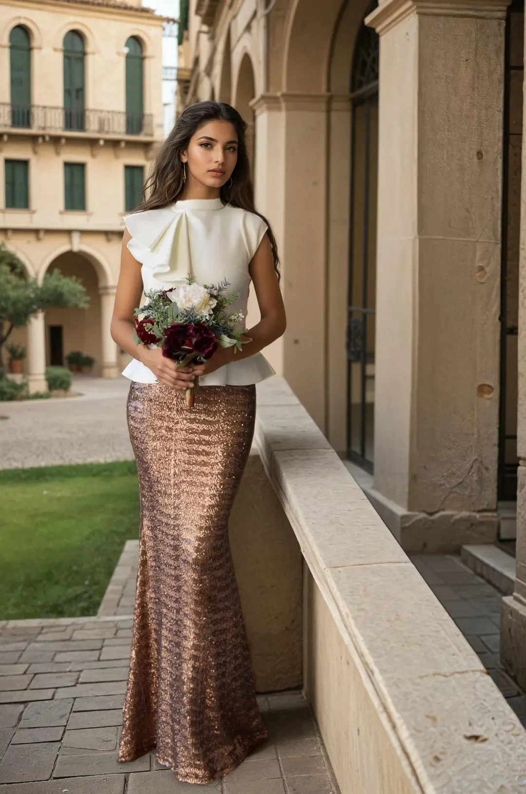 Bronze Matte Sequin Maxi Skirt - High Waist Trumpet/mermaid - Etsy | Etsy (US)