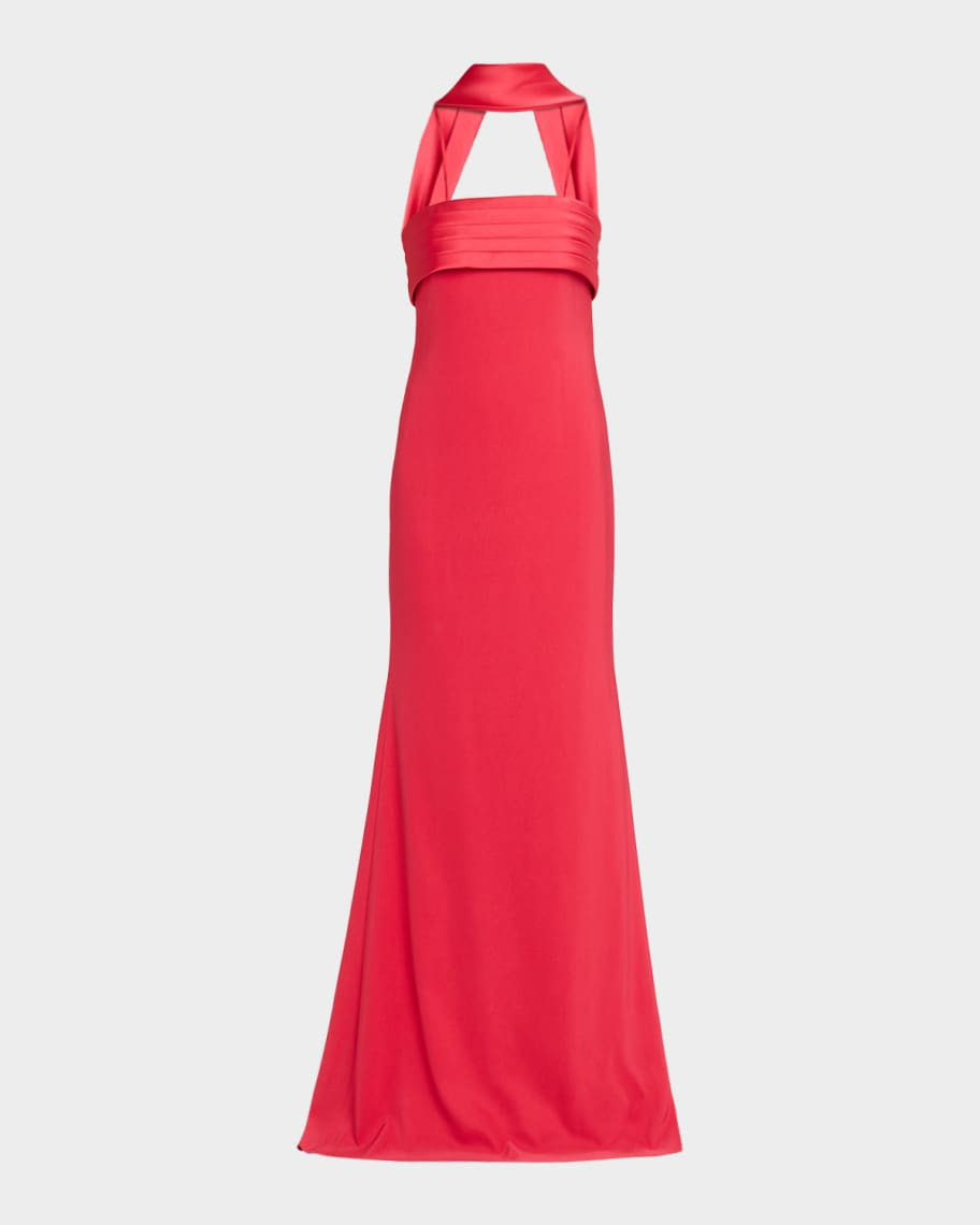 Badgley Mischka Strapless Crepe A-Line Evening Gown | Neiman Marcus