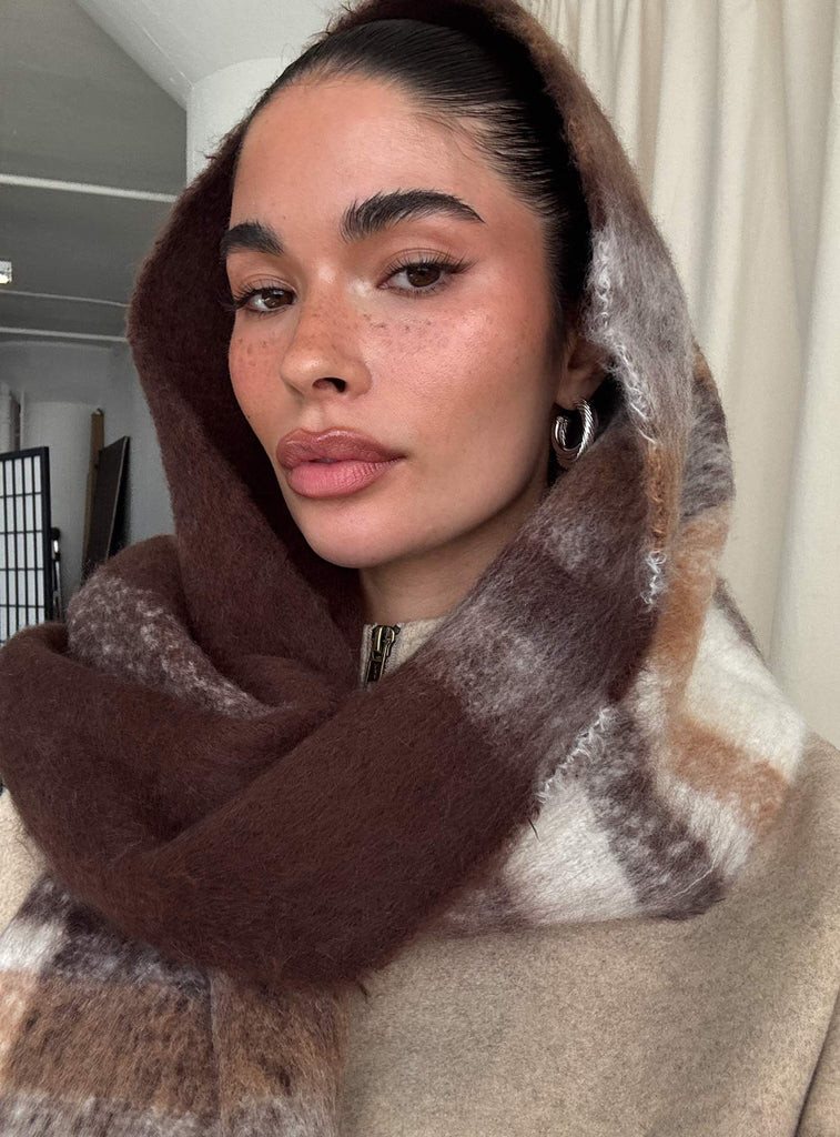 Warm Welcome Scarf Brown Plaid | Princess Polly US