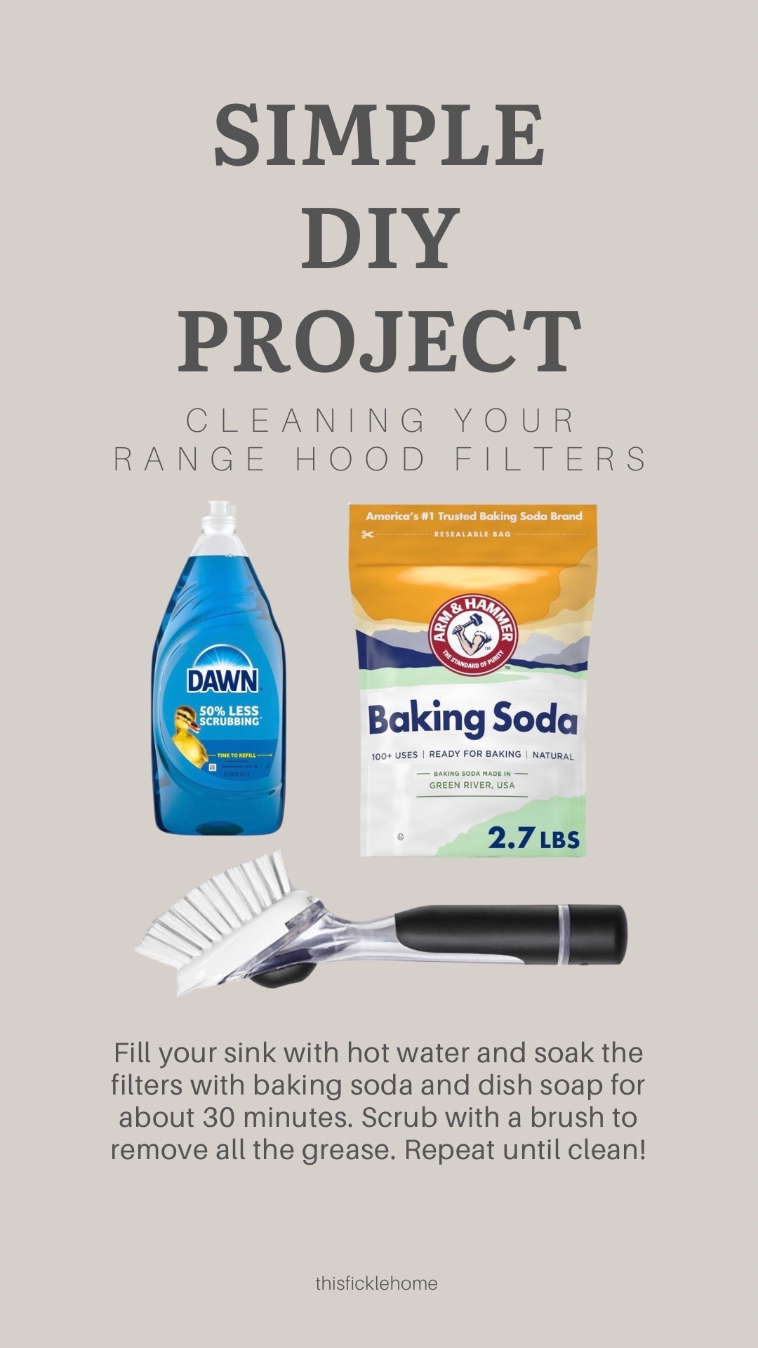 Everything you need to clean your range hood filters

Baking soda
Dawn dish soap
Dish brush

#LTKHome #LTKmomlife