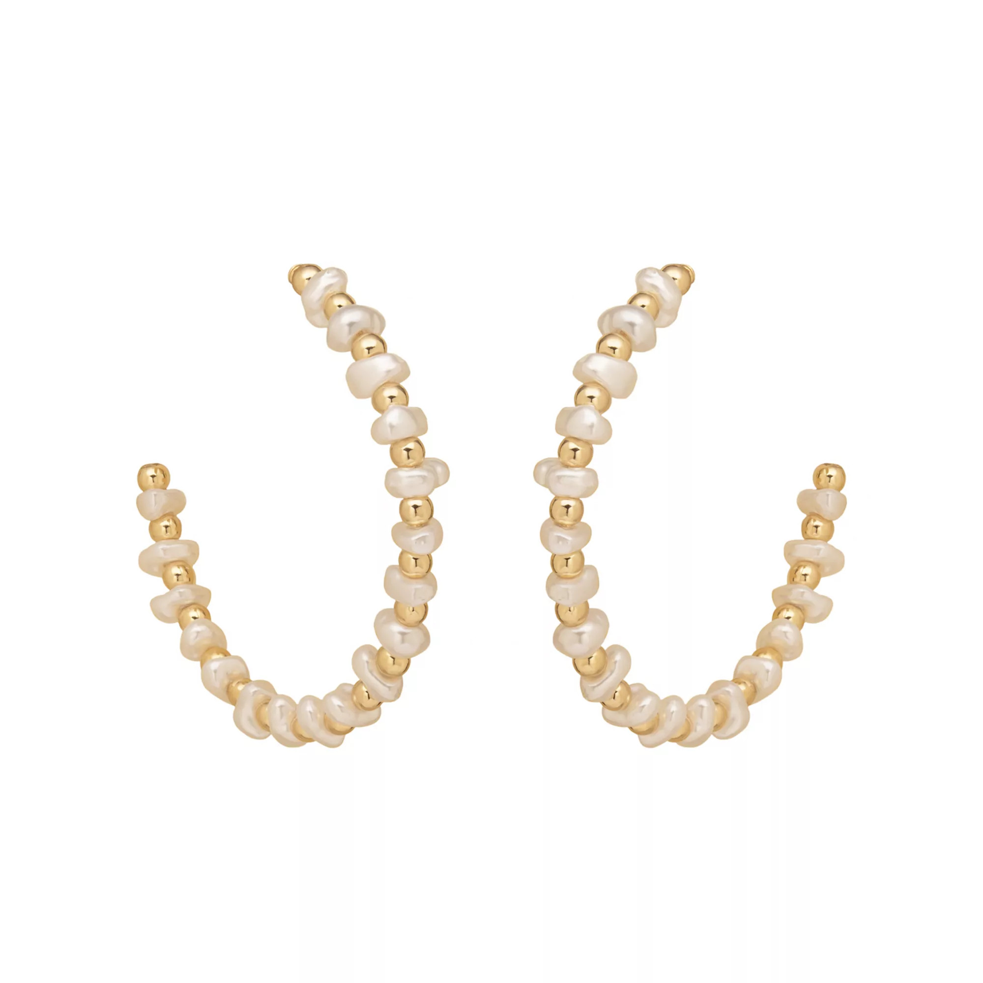 LC Lauren Conrad Gold Tone Simulated Pearl Nickel Free Large Hoop Earrings | Kohl's