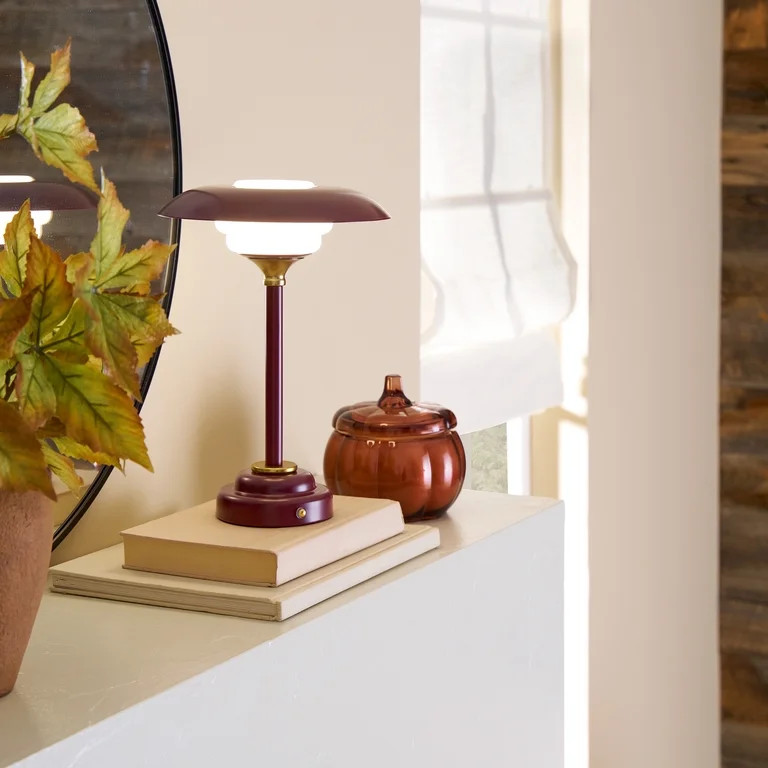 Better Homes & Gardens 12" Portable Red Ripple Lamp, dimmable with touch switch and USB-C | Walmart (US)