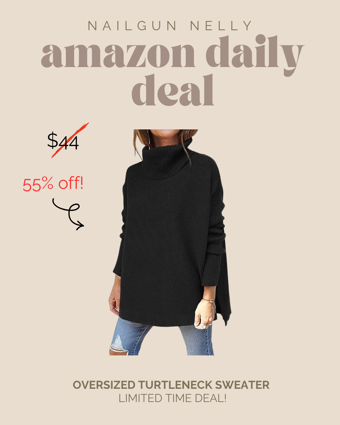 Amazon Deal of the Day! Oversized Turtleneck sweater! 

 #LTKSeasonal #LTKSaleAlert #LTKWorkwear