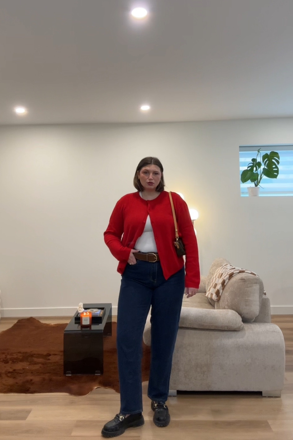 Midsize fall outfit, red cardigan, fall fashion 

#LTKstyletip #LTKcurves #LTKmidsize