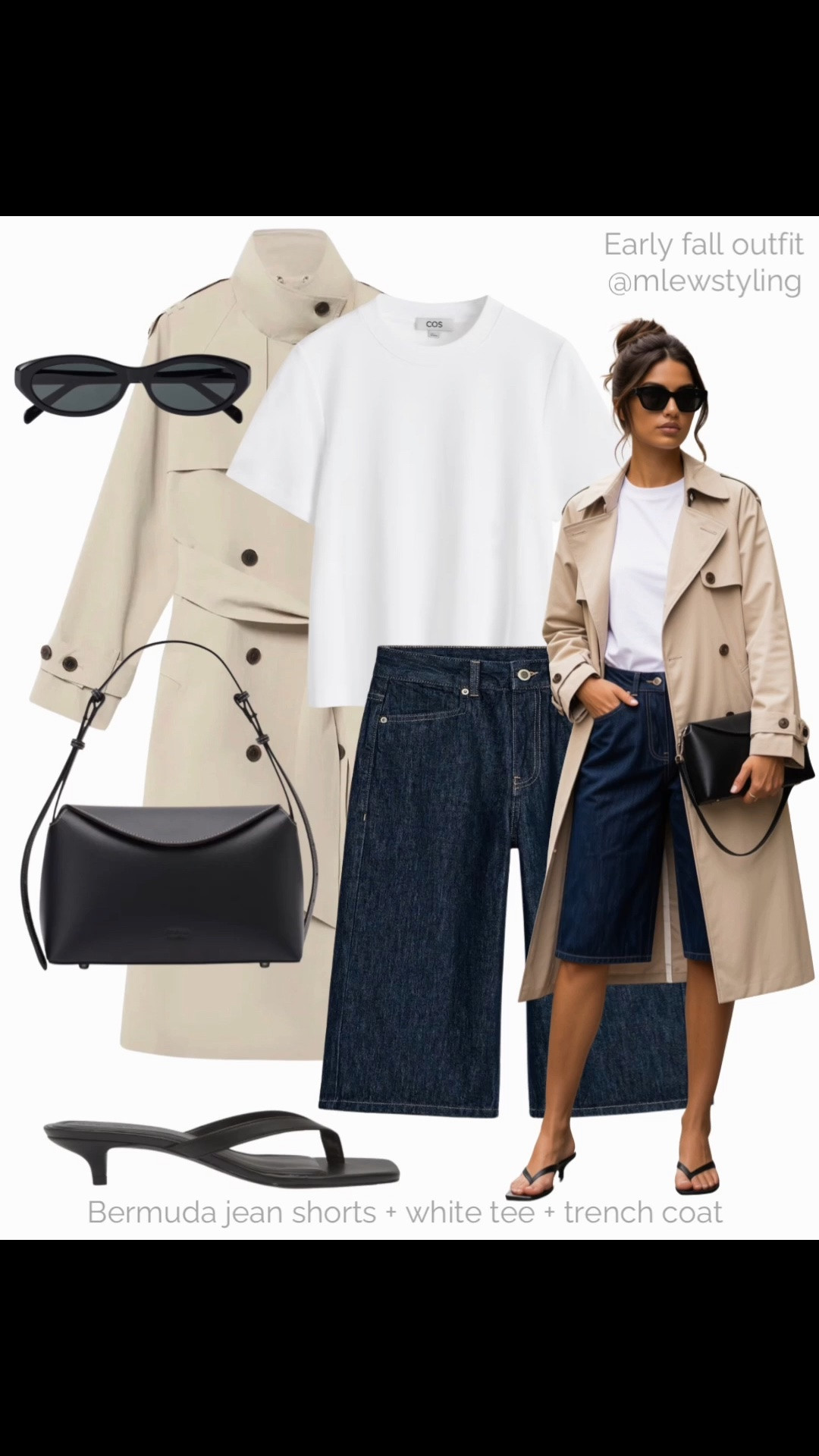 Bermuda jean shorts + white tee + trench coat + kitten heels for early fall 🤍

Tags: late summer transitional outfit, long denim shorts, freja nyc black handbag, Nordstrom kitten heel sandals, black sunglasses, neutral outfit formulas, capsule wardrobe

#LTKcanada #LTKfall #LTKbag
