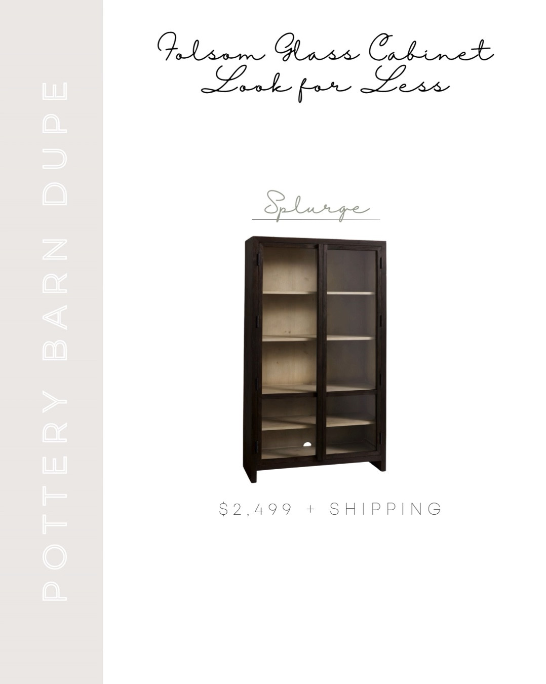 If you love the look of the Pottery Barn Folsom glass cabinet but not the price tag, these are the best look-for-less options I’ve found. Same dark wood frame and glass door detail, just way more budget friendly 🤍 Linking my favorites here so you can easily compare.

#LTKSaleAlert #LTKHome