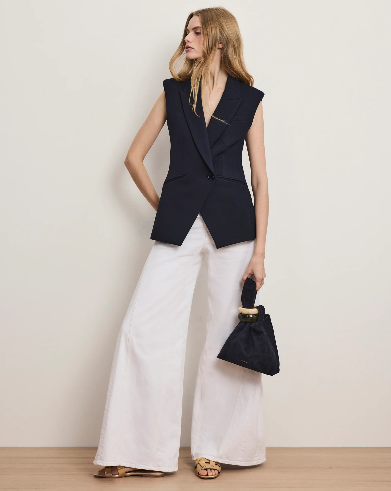 Ciel Tailored Vest in Navy | Veronica Beard | Veronica Beard