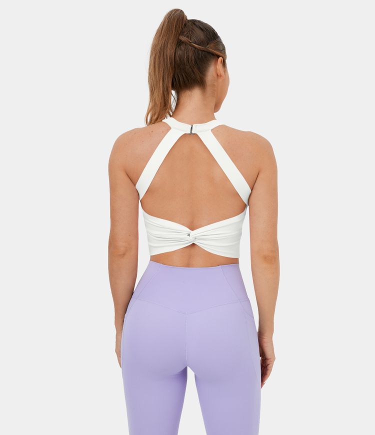 Softlyzero™ Plush Backless Cut Out Twisted Cropped Yoga Tank Top-UPF50+ | HALARA