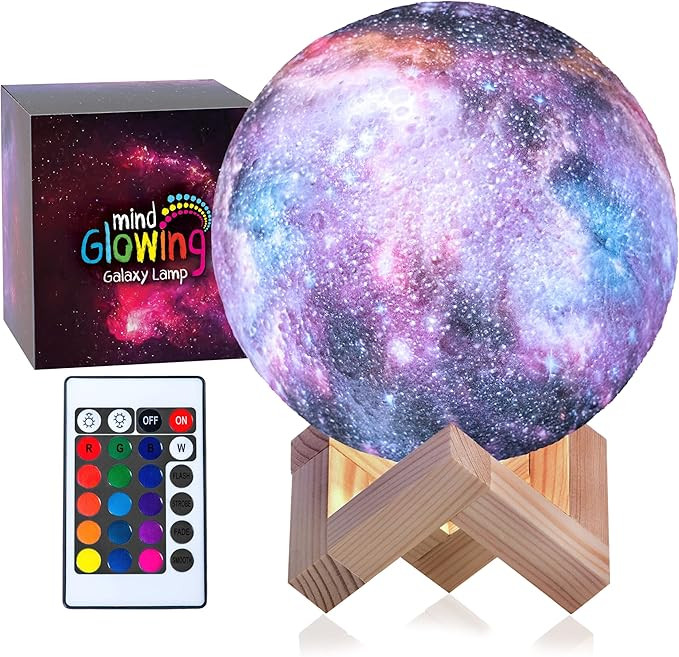 Mind-glowing 3D Galaxy Moon Lamp - Cool Night Light for Kids Bedrooms - 16 Colors, Touch/Remote C... | Amazon (US)