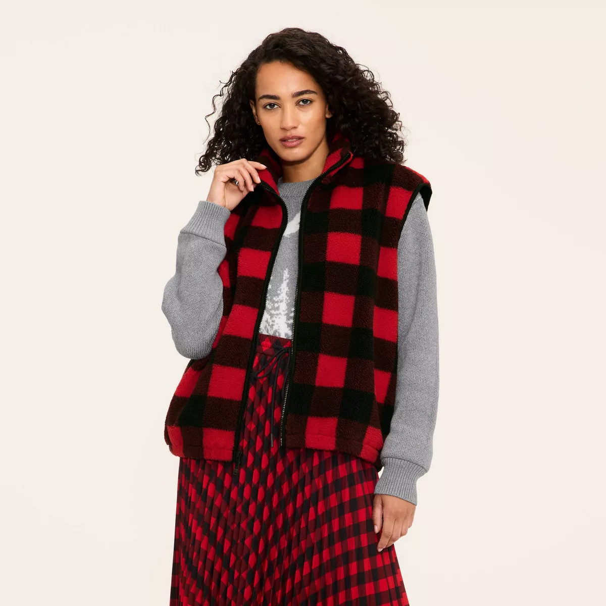 Adult Buffalo Check Fleece Vest - Woolrich x Target Red/Black XL | Target