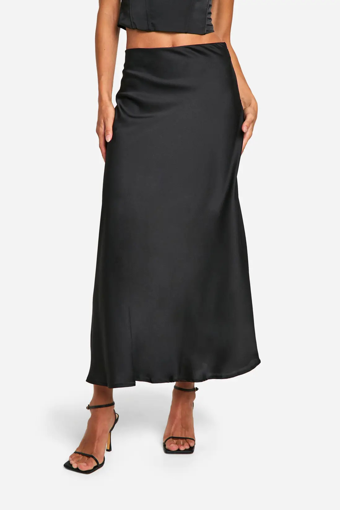 Black Tall Satin Slip Midaxi Skirt | Boohoo | Boohoo.com (UK & IE)