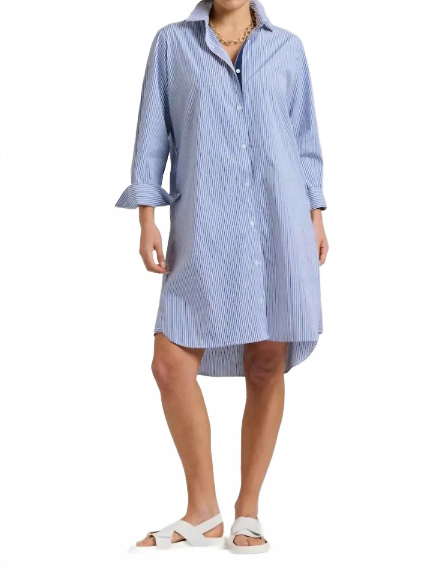 Classic Shirt Dress In Blue | Shop Simon