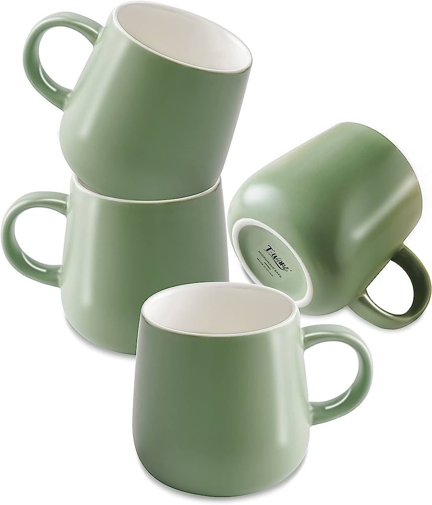 T-WARE Ceramic Coffee Cups, Microwave Safe Coffee Mugs, 14 Ounces Coffee Cups Ceramic, Porcelain ... | Amazon (US)