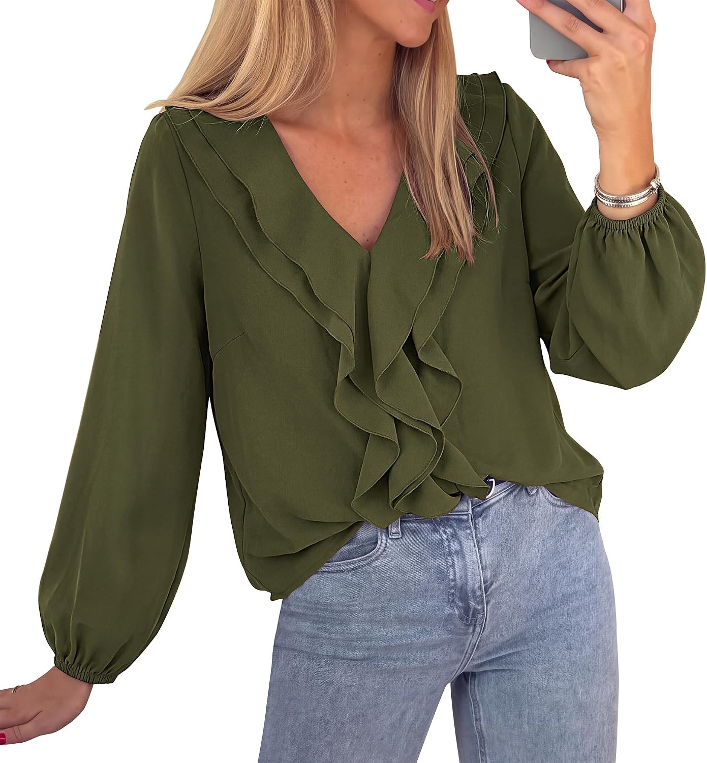 BTFBM Womens Fall Tops Ruffle Blouses Dressy Casual | Amazon (US)