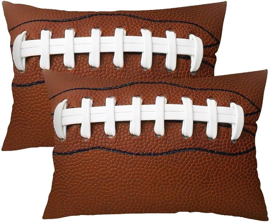 American Football Throw Pillow Cover Standard Size Set of 2,Rugby Leather Lace Fun Traditional Sp... | Amazon (US)