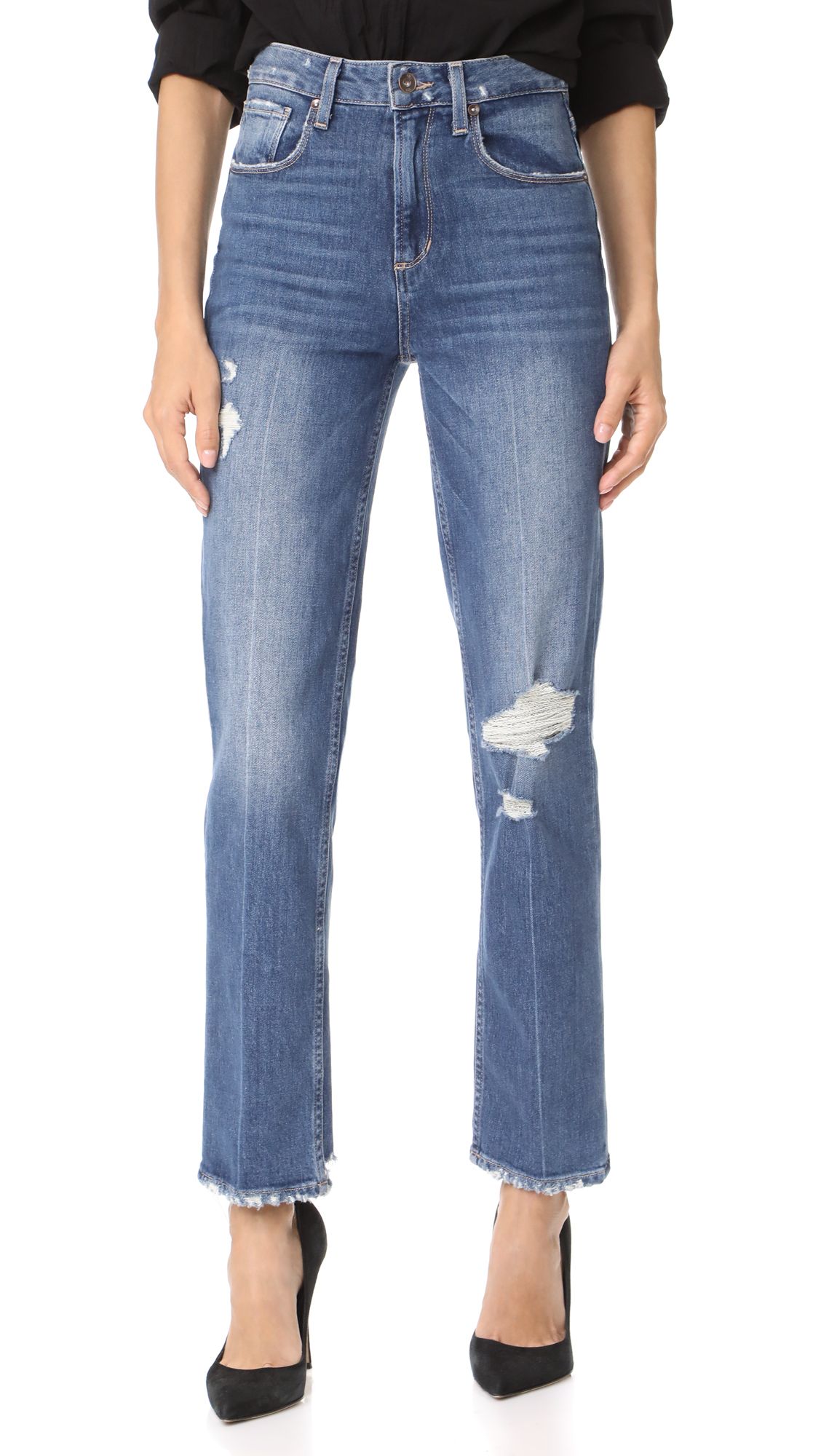PAIGE High Rise Sarah Straight Jeans | Shopbop