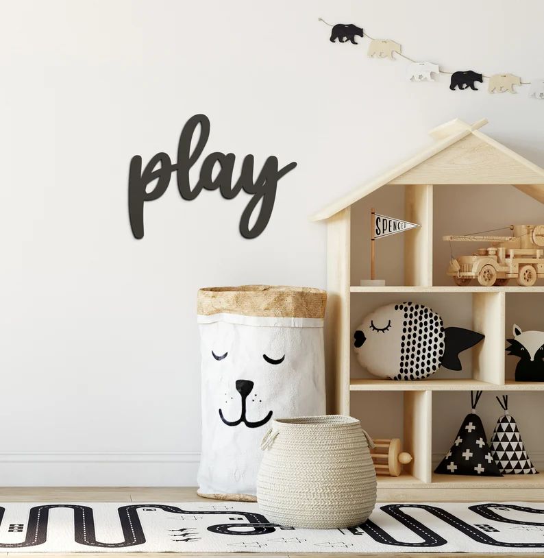 Play Word for Playroom Nursery Decor Sign  Kids Room Wall | Etsy | Etsy (US)