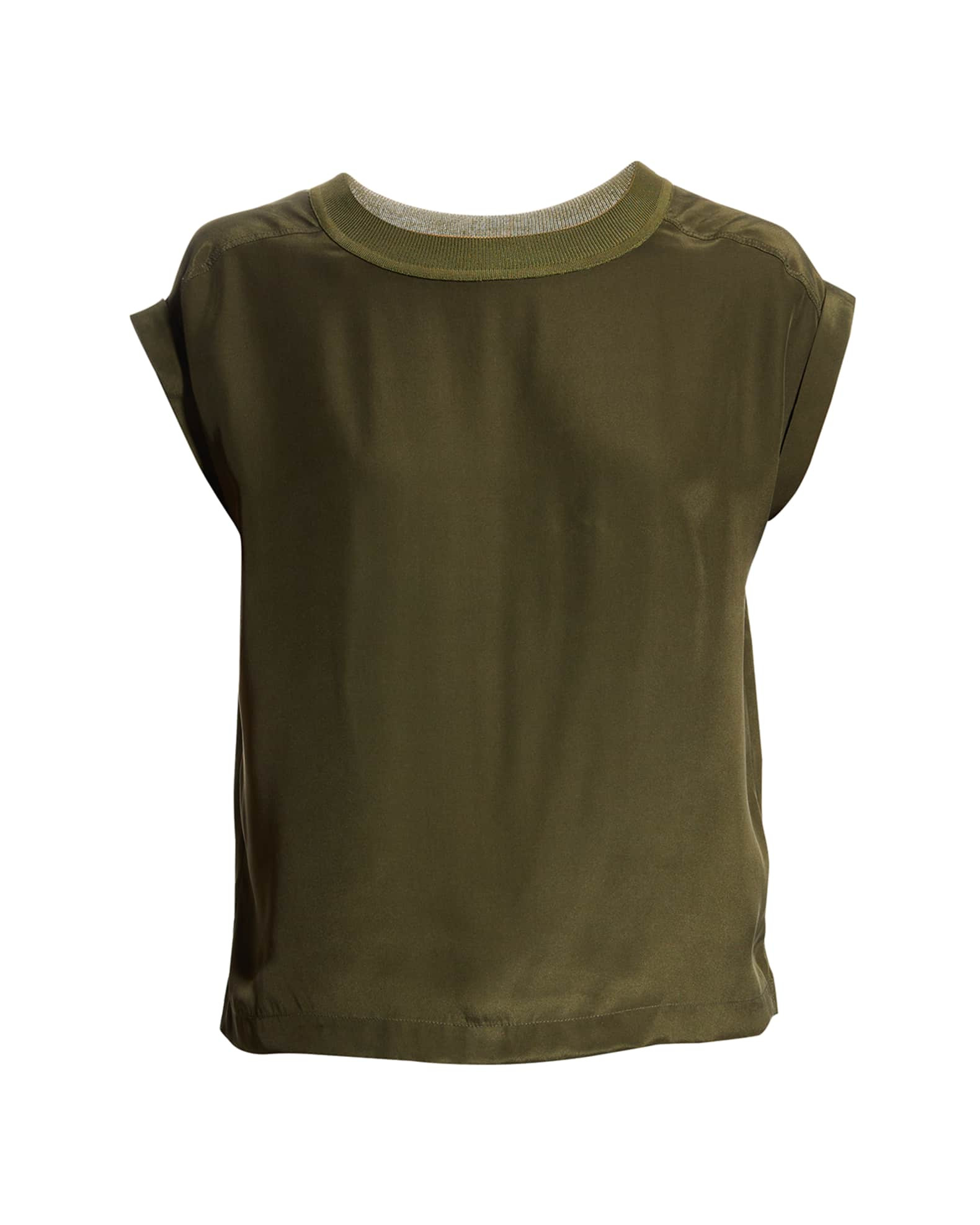 FRAME Washable Silk Oversized Tee | Neiman Marcus