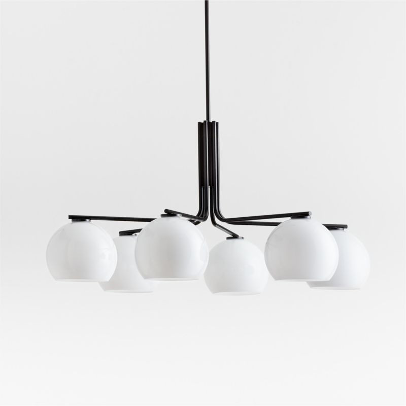 Arren Black Chandelier Light with Round Milk Glass Shades | Crate & Barrel | Crate & Barrel