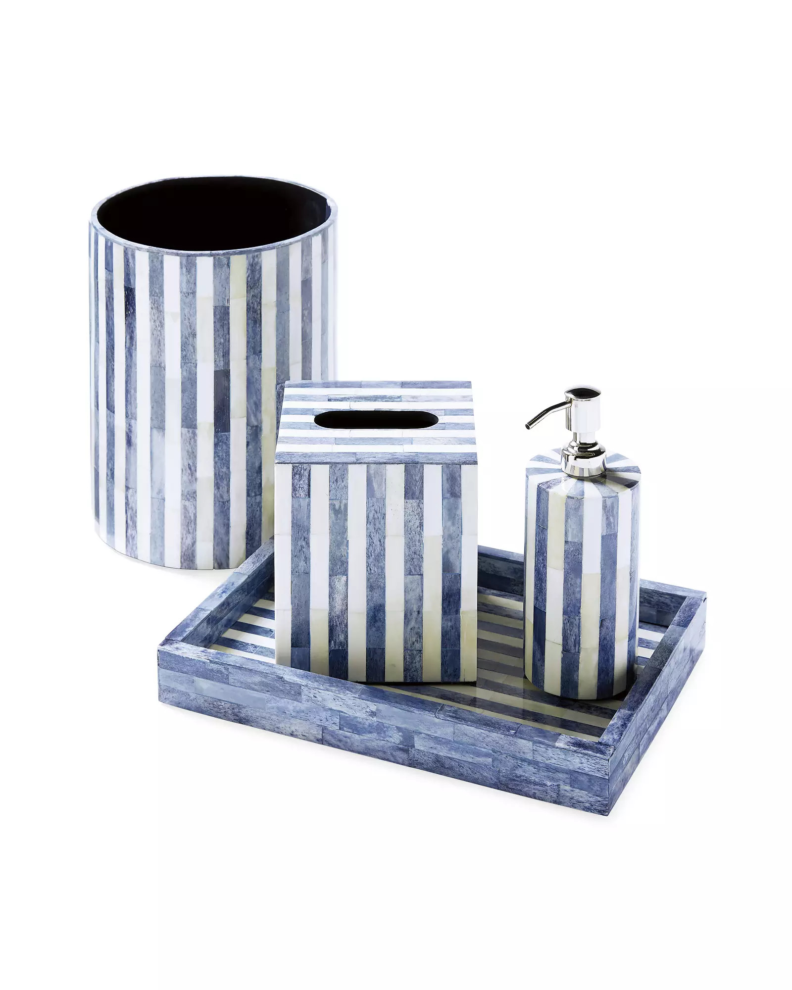 Bar Harbor Bone Inlay Waste Bin | Serena and Lily