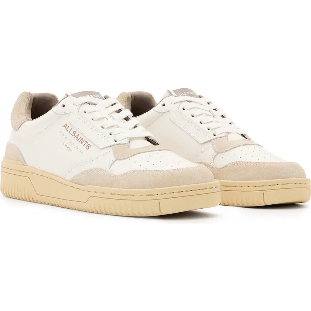 AllSaints Regan Low Top Sneaker in White/stone Grey at Nordstrom, Size 13 | Nordstrom
