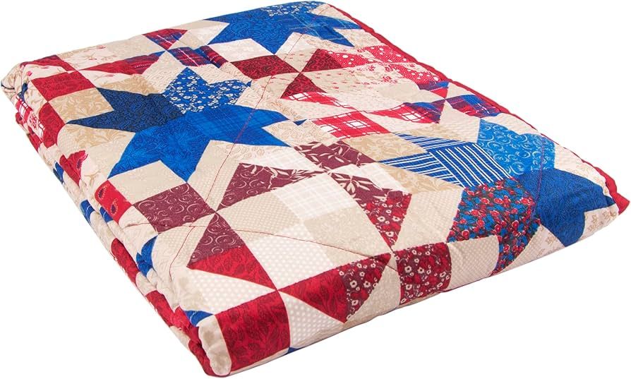 Classic Americana Red, White and Blue Quilted Reversible Throw 60" x 48" | Amazon (US)