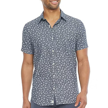 Mutual Weave Stretch  Chambray Mens Regular Fit Short Sleeve Button-Down Shirt | JCPenney