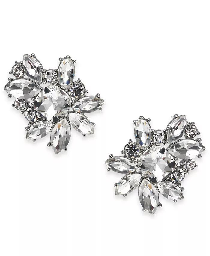 Silver-Tone Crystal Cluster Stud Earrings, Created for Macy's | Macy's