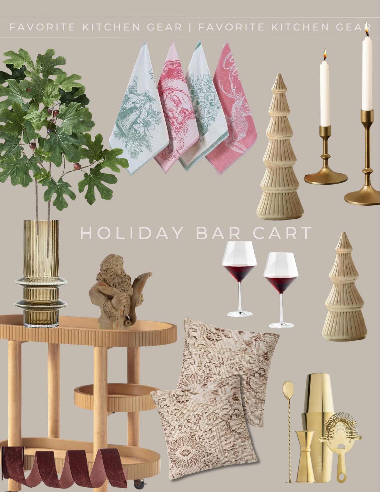 Christmas Holiday bar cart must haves. The faux fig tree leaves look so realistic in person too! 

#LTKHoliday #LTKCyberWeek #LTKSaleAlert