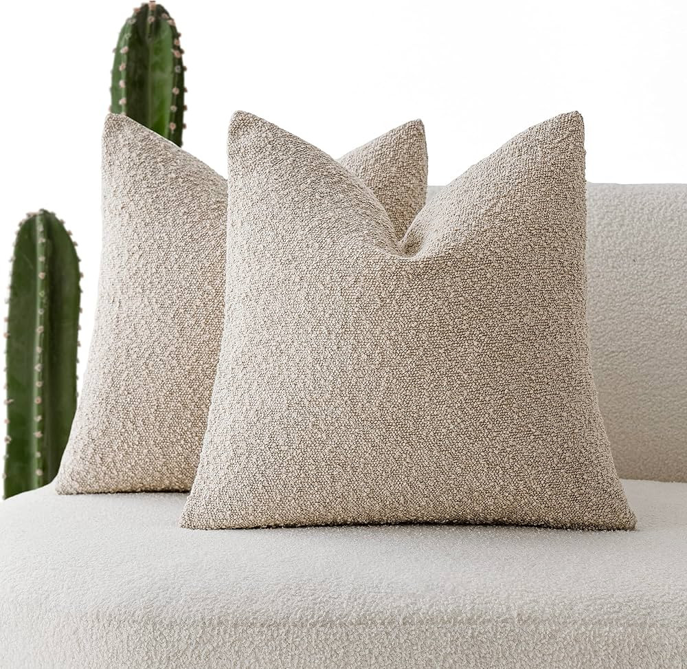 Foindtower Pack of 2 Textured Boucle Throw Pillow Covers Accent Solid Pillow Cases Cozy Soft Deco... | Amazon (US)