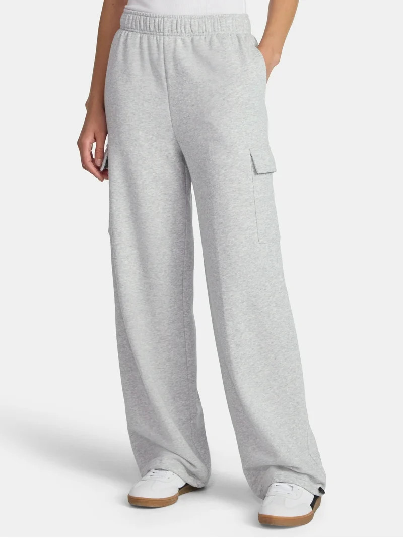 No Boundaries Soft Fleece Cargo Jogger Sweatpants, 29" Inseam, Women’s | Walmart (US)