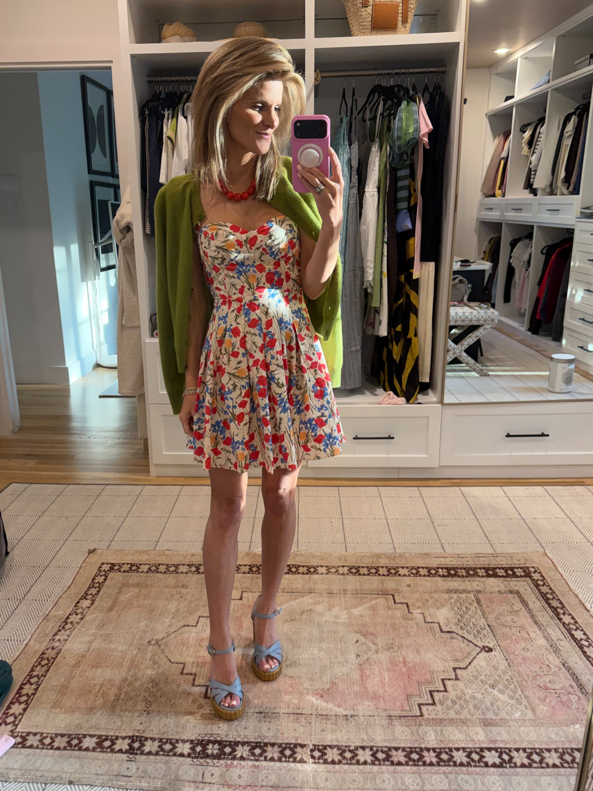 Hyancith House floral dress from Tuckernuck (wearing XS) + cashemere cardigan  

 