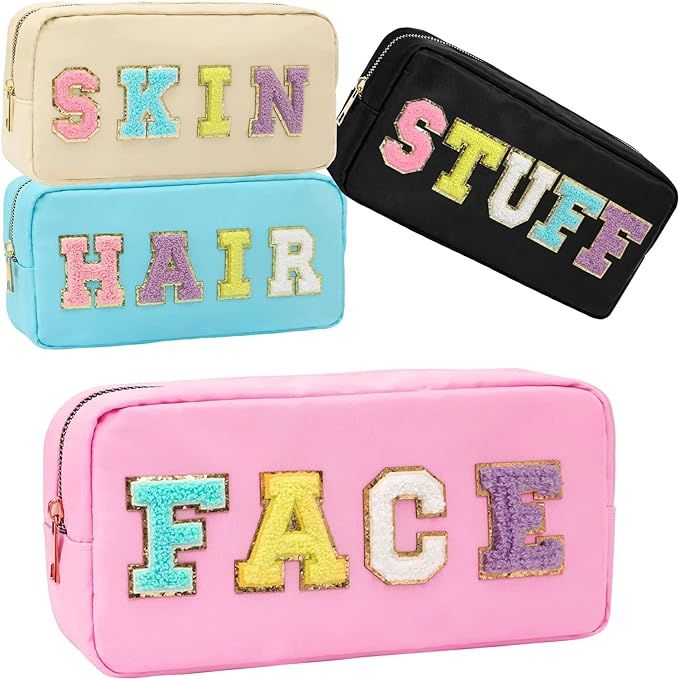 Amazon.com: Nylon Zipper Waterproof Preppy Makeup Organizer Bag Set - Cosmetic Stuff Pouch for Wo... | Amazon (US)