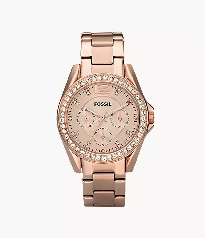 Riley Multifunction Rose-Tone Stainless Steel Watch | Fossil (US)