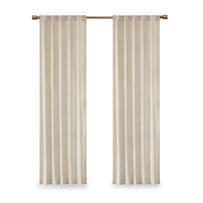 Bryce Room Darkening Poly Velvet Rod Pocket/Back Tab Curtain Panel Pair, Ivory | Ashley Homestore