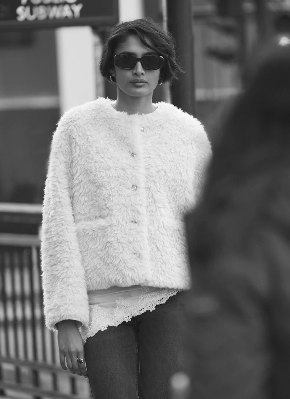 Cream Faux Fur Jacket | Mint Velvet