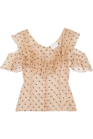 alice McCALL - Loyal Lover Cold-shoulder Swiss-dot Silk-organza Blouse - Beige | NET-A-PORTER (UK & EU)