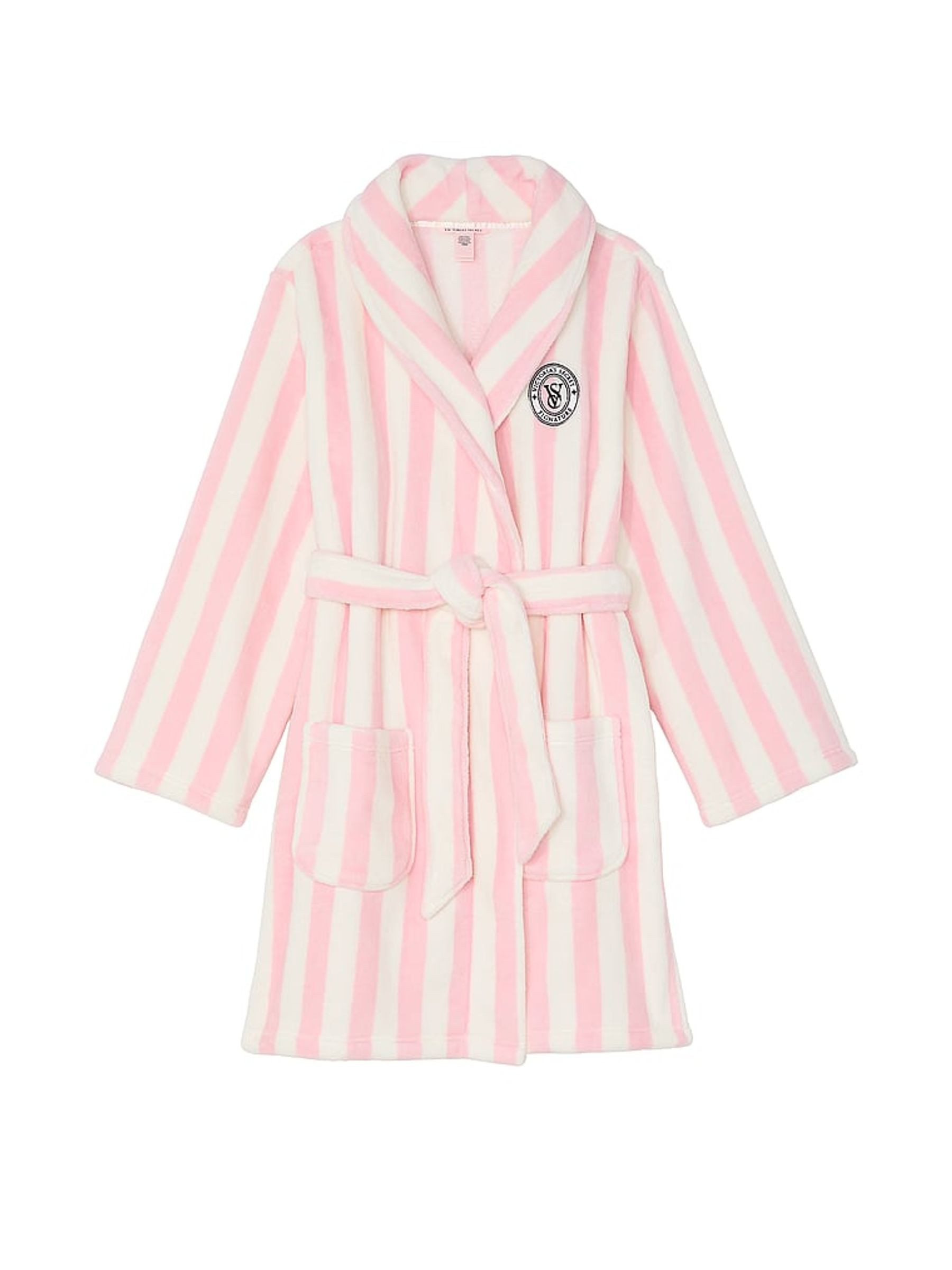 Pink Stripe Cosy Short Dressing Gown | Victoria's Secret UK | Victoria's Secret UK
