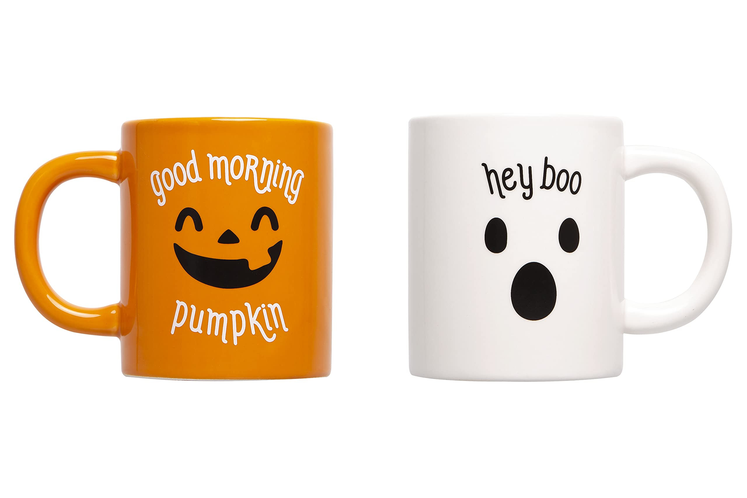 Pearhead Halloween Coffee Mug Set of 2 Fall Pumpkin Ghost Ceramic Cups 13oz Microwave Dishwasher ... | Amazon (US)