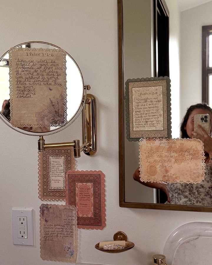 The Holy Spirit promoted me to write scripture all over my home. It’s changed my life. “Write them on the doorframes of your houses and on your gates.” ‭‭Deuteronomy‬ ‭6‬:‭9‬ ‭ Linked is my favorite paper to write scripture!

#LTKselfcare