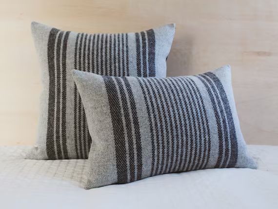 Gray and Black Striped Wool Pillow Cover Neutral Striped Wool | Etsy | Etsy (US)