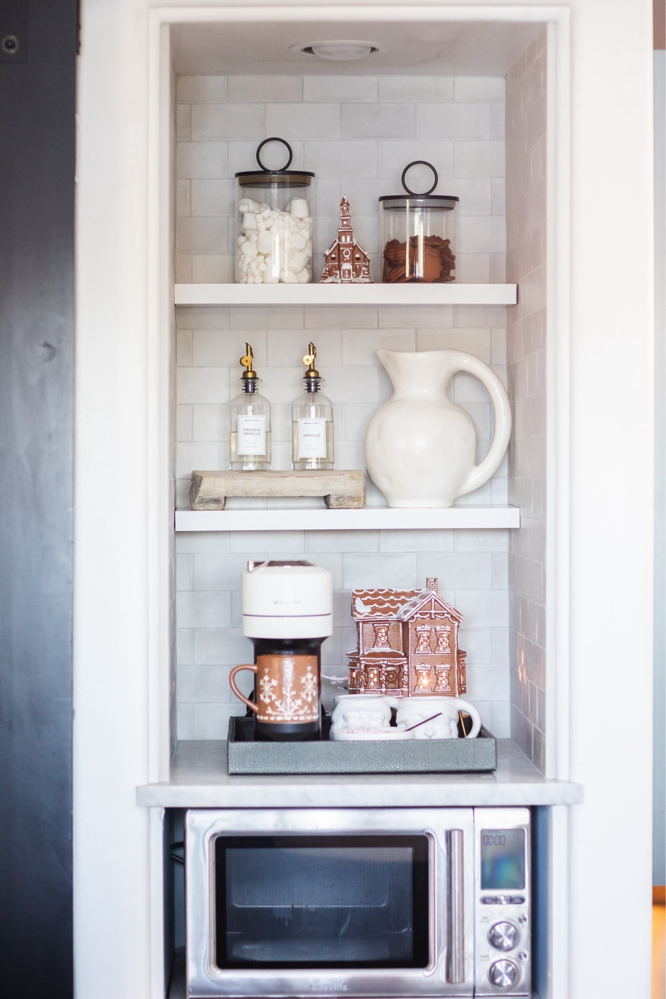 Our Christmas coffee/hot cocoa station for the holidays! 
This is one of my favorite niches to decorate in the kitchen seasonally! 

#LTKhome #LTKHoliday #LTKSeasonal